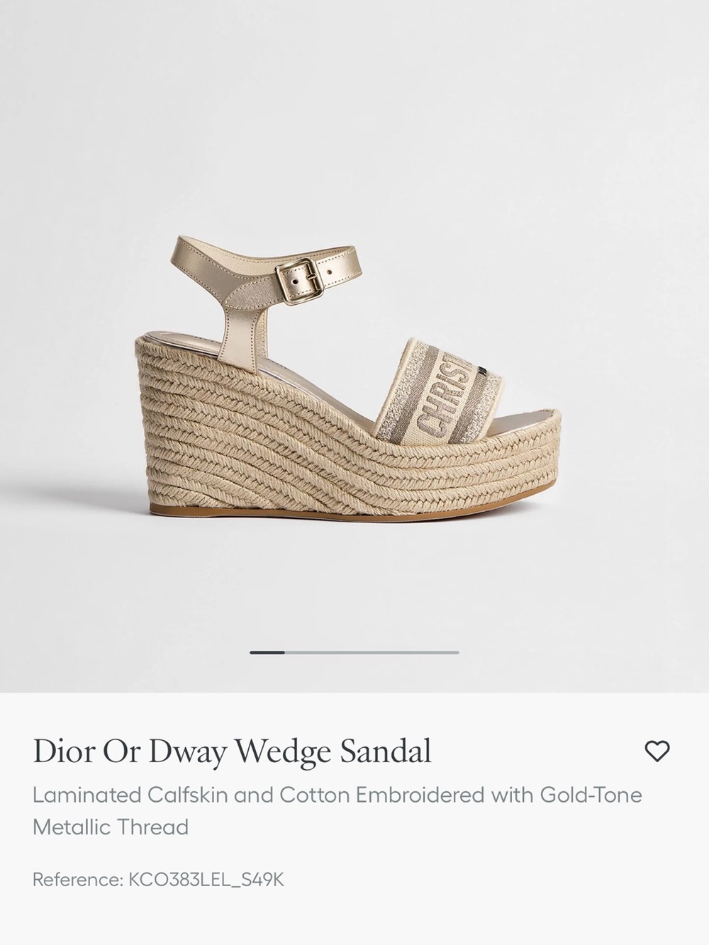 Sold out! Dior Or Dway Wedge Sandal in Gold-Tone Beige